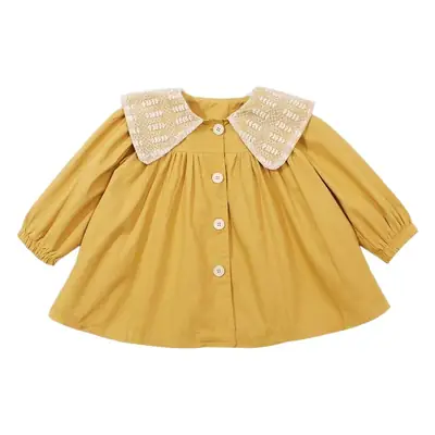 Girls Korean Style Bow Windbreaker Top Mid-Length Yellow