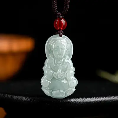 Natural Burmese Jade Buddha Pendant for Men Women