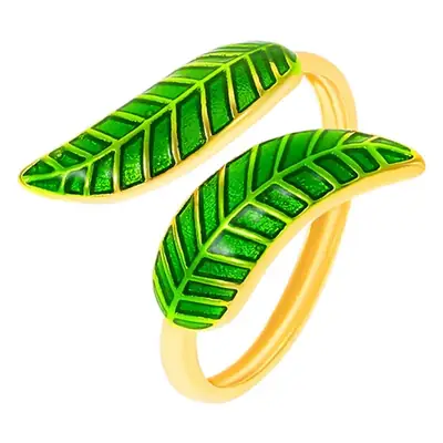Green Leaf Finger Rings for Women's Mori Super Fairy Oil Drop
