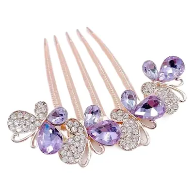 Crystal Butterfly Hair Combs with Rhinestone Design
