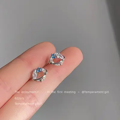 Starry Sky Zircon Earrings 925 Silver Needle Mini Vast Spaceship