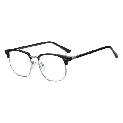 Retro Black Half Frame Anti-Blue Ray Glasses for Students