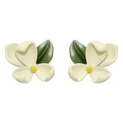 S925 Silver Flower Earrings for Women Gardenia Tea Style