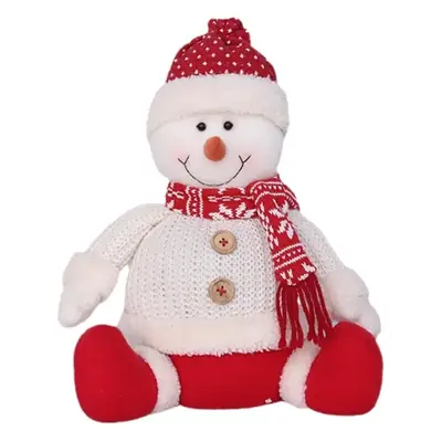 Plush Snowman Decorator Red White Christmas Ornament