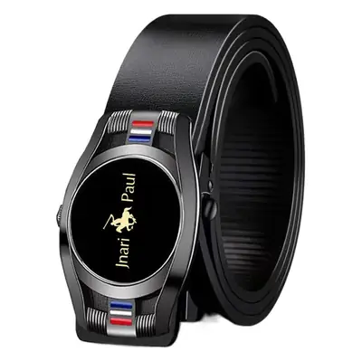 Men's Genuine Leather Belt with Gold Buckle & Toothless Hole