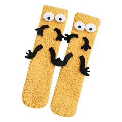 Coral Fleece Cartoon Baby Socks Yellow Mid-Calf