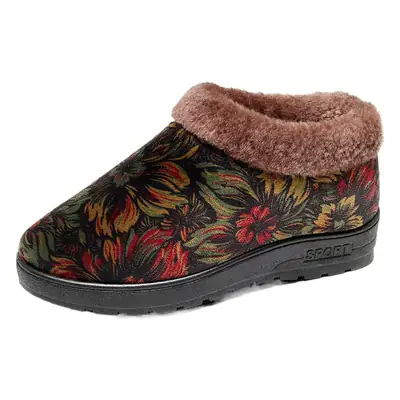 Women's Fleece Floral Winter Boots Red