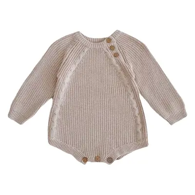 Baby Cotton Pullover Suit Beige Button Front