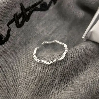 Minimalist Bead Wave Ring for Women Slim Open Design