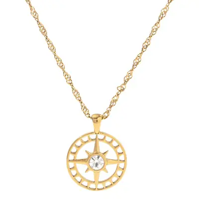 French Retro Bamang Pendant Necklace 18k Zircon Water Ripples