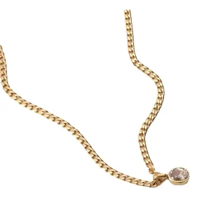 Oval zircon necklace thick chain titanium steel plating 18K gold