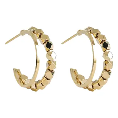 Geometric Solid Square C-Shape Earrings Gold