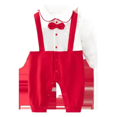 Red Little Dress Baby Jumpsuit Spring Autumn Gentleman Style