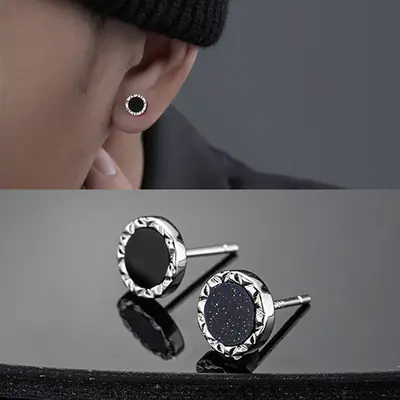 Men & Women Black Stud Earrings Hip Hop Fashion