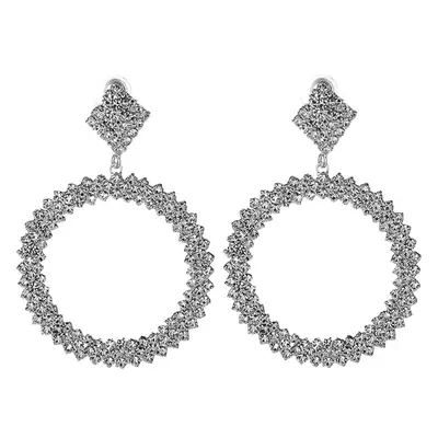 Exaggerated Ring Inlaid Flash Diamond Earrings for Women