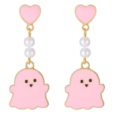 Halloween Ghost Earrings for Women Black White Oil Drop Alloy