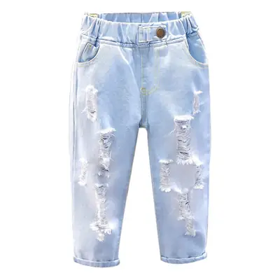 Boys Ripped Denim Shorts Light Blue Medium Small