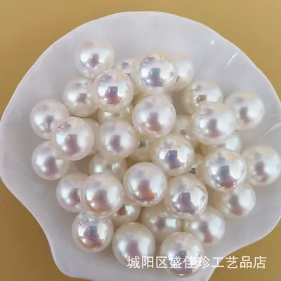 Beige Pearl Half Hole Bracelets Necklace Earrings DIY Set