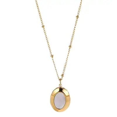 Korean Style Oval White Titanium Necklace for Women
