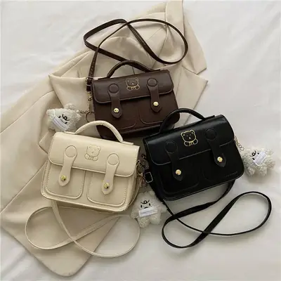 Women's Square Handbag Beige Retro Style 2026