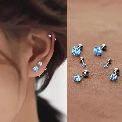 S999 Klein Blue Zircon Earrings for Women