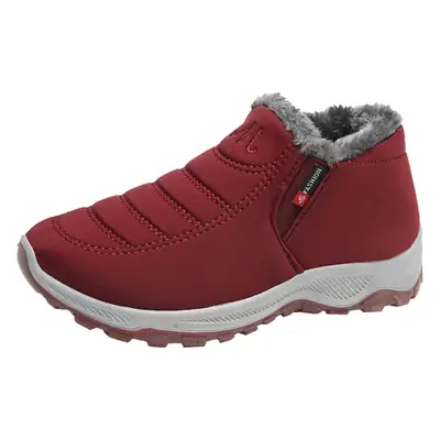 Winter Fleece Lined Red Snow Boots for Men Women