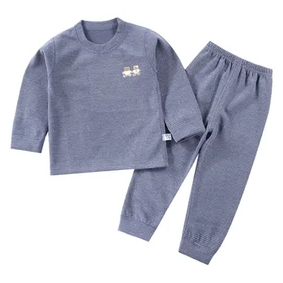 Children's Thermal Pajamas Striped Winter Fleece Lined