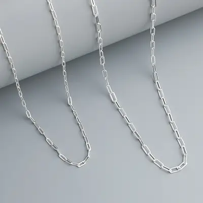 S925 Sterling Silver Square Chain Necklace