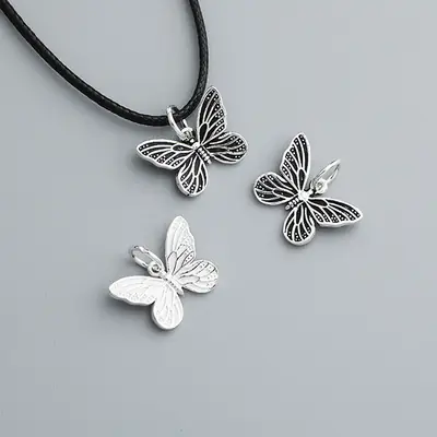 S925 Sterling Silver Butterfly Necklace with DIY Rope Design