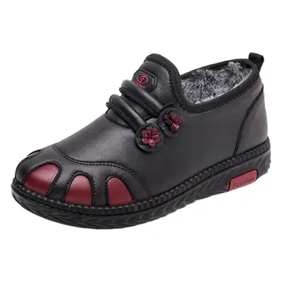 Winter Black Velvet Slip-On Shoes for Women