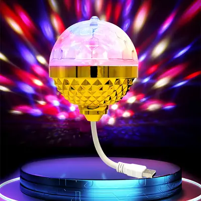 USB 5v Magic Ball Disco Light 6 Beads Golden