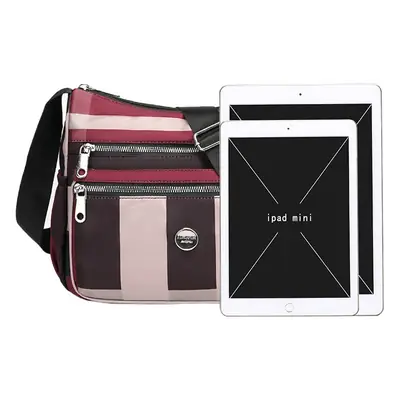 New Women's Green Striped Crossbody Bag Large Capacity