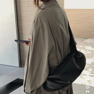 European Normcore Soft Leather Pleated Bag Large Capacity Lazy Crossbody