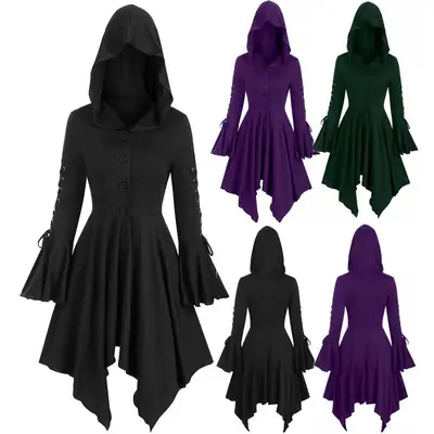 Purple Hooded Lace-Up Cardigan with Flared Sleeves