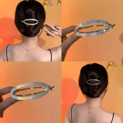 High-End Sparkling Hairpin Buckle Clip for Women