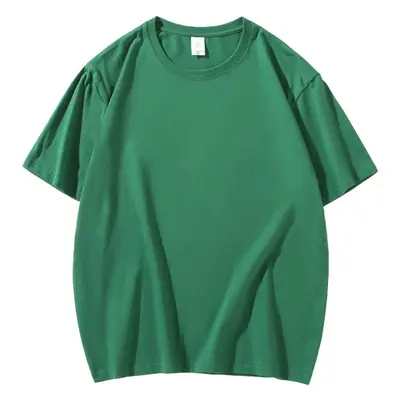 Men Cotton T-Shirt Turquoise Loose Crew Neck