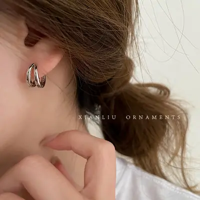 Cold Wind Double Circle Earrings for Women