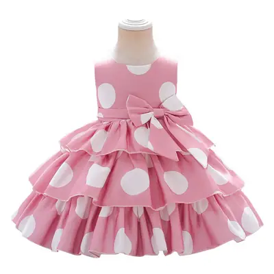 Girls' Maroon Polka Dot Tiered Cake Dress