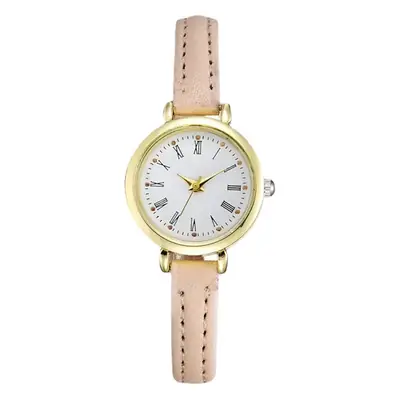 Women's Roman Numeral Quartz Watch Brown Strap