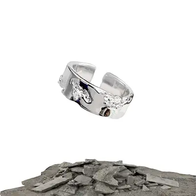 Broken Ring Men Women Silver Chain Hao Stone Couple Ring