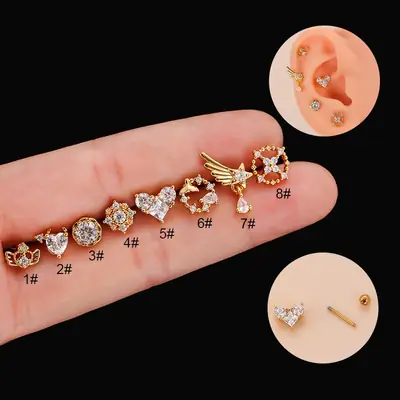 Stainless Steel Zircon Wings Earrings for Women