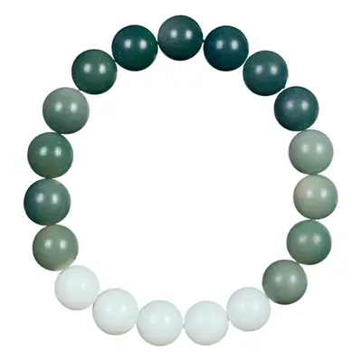 Gradient Green White Jade Bodhi Root Bracelet for Men Women