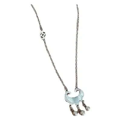 Titanium Coin Necklace Gold Plated Pearl Drop