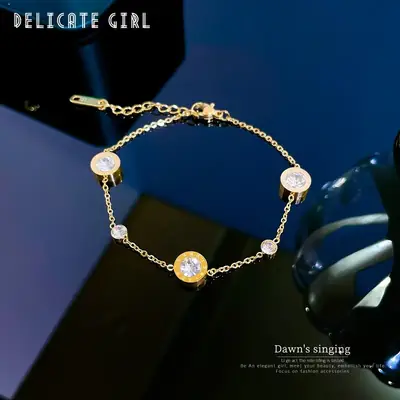 Titanium Steel Personality Chain Bracelet Gold Sparkling