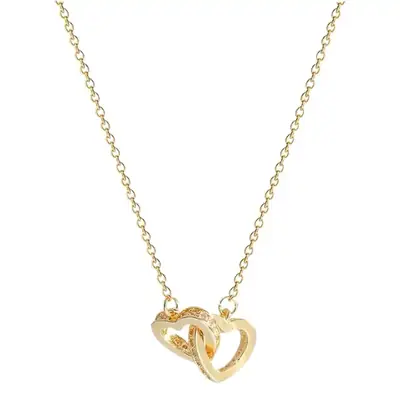 Gold Double Ring Love Necklace for Women