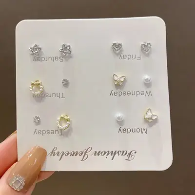 925 Silver Pearl Earrings Set for Women