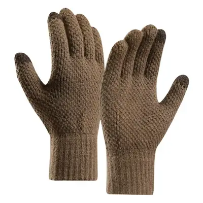 Men's Cross-Border Velvet Winter Gloves Split Finger Touch Screen Warm Pineapple Pattern