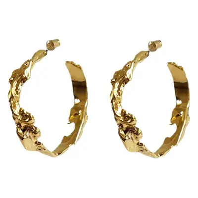 Golden Pleated Earrings for Women Vintage Style