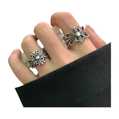 Lanzhi 925 Sterling Silver Ring, Personalized Punk Exaggerated Design Jewelry, Hip-Hop Open Ring, Non-Fading Niche