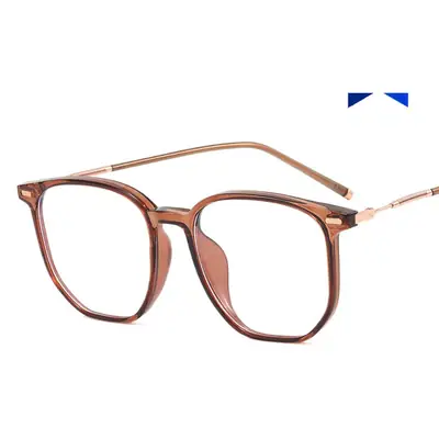 Ultra-Light Myopia Glasses Women Cold Tea Color Round Face